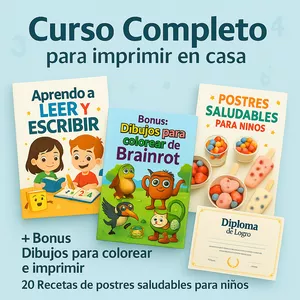 Imagen de portada para Ebook Curso Completo para Aprender a Leer, Escribir y Sumar + Bonus Dibujos para Imprimir + 20 Recetas de Postres Saludables para Niños 