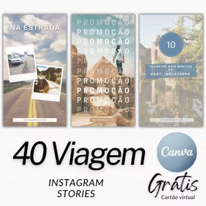 Imagem de capa para o Curso online 40 Modelos Canva Stories para Viagens
