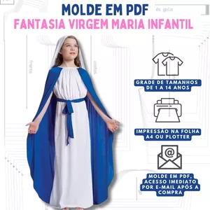 Imagem de capa para o Ebook MOLDE FANTASIA VIRGEM MARIA - GRADE 1 A 14 ANOS