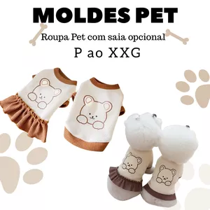 Imagem de capa para o Ebook MOLDE EM PDF  ROUPA PET COM SAIA OPCIONAL 