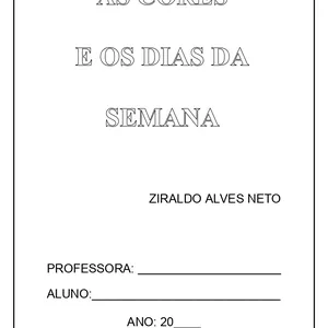 Imagem de capa para o Ebook Apostila de Alfabetização As Cores e os Dias da Semana