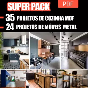 Imagem de capa para o Ebook 35 Projetos de Armário de cozinha MDF + Plano De Corte + 24 Projetos de Móveis de ferro