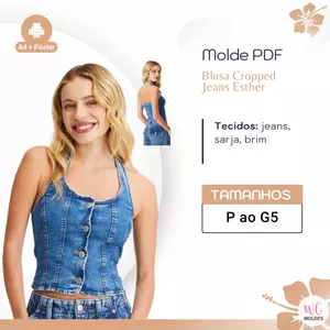 Imagem de capa para o Ebook MOLDE BLUSA CROPPED JEANS ESTHER