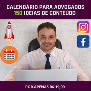 Imagem de capa para o Ebook Calendário para Advogados com 150 ideias de Conteúdo
