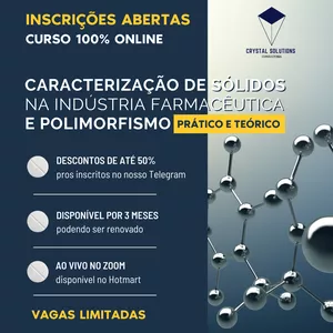 Imagem de capa para o Curso online Caracterização de sólidos na indústria farmacêutica e polimorfismo: Teórico e Prático