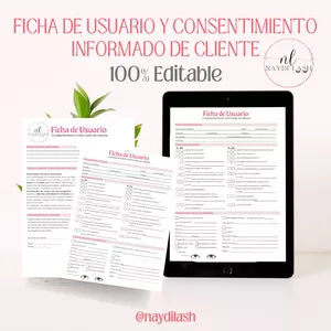 Imagen de portada para Ebook FICHA DE USUARIO Y CONSENTIMIENTO INFORMADO DE CLIENTE - EDITABLE
