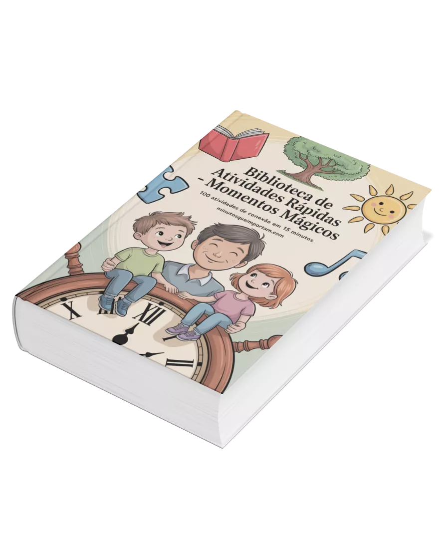 E-book Biblioteca de Atividades Rápidas: 100 ideias práticas de conexão familiar em 15 minutos.