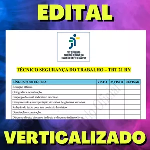 Imagem de capa para o Ebook TÉCNICO SEGURANÇA DO TRABALHO - TRT 21 RN - Edital Verticalizado