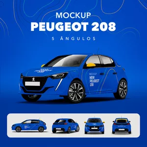 Imagem de capa para o Ebook MOCKUP PEUGEOT 208 - 5 ÂNGULOS