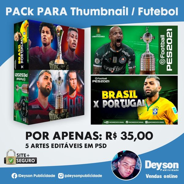 Pack Com 5 Artes Editaveis Para Thumbnail Youtuber Gamers De Futebol Deyson Publicidade Learn A New Skill Templates Source Codes Hotmart