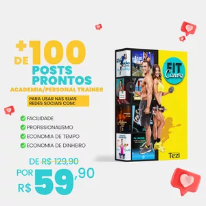 Imagem de capa para o Ebook Fit Canva + De 100 Posts Prontos para Academia e Personal Trainer 