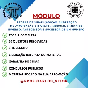 Imagem de capa para o Ebook MATEMÁTICA EM MÓDULOS (MÓDULO DE REGRAS DE SINAIS, MÓDULO, SIMÉTRICO, INVERSO, ANTECESSOR E SUCESSOR DE UM NÚMERO)
