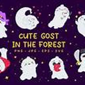 Cover image for Online course Set Ghosts Clip Art, Halloween Clipart