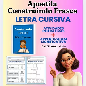Imagem de capa para o Ebook Apostila Construindo Frases- Letra Cursiva 