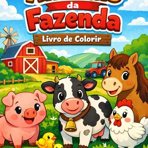 Imagem de capa para o Ebook Livro de Colorir Animais da Fazenda