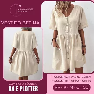 Imagem de capa para o Curso online VESTIDO BETINA - Molde em PDF  [ MOLDES SEPARADOS POR TAMANHO ]