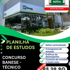 Imagem de capa para o Curso online Planilha de estudos - Concurso Banese - Técnico Bancário I