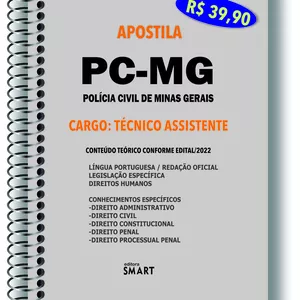 Imagem de capa para o Ebook Apostila PC-MG Técnico Assistente
