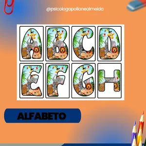 Imagem de capa para o Ebook Alfabeto com fundo de animais da selva