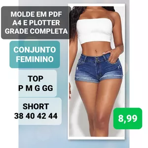Imagem de capa para o Ebook MOLDE EM PDF CONJUNTO COM TOP E SHORT MODA FEMININA