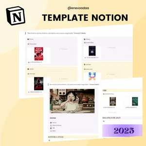 Imagem de capa para o Ebook TEMPLATE NOTION - ORGANIZE SEUS LIDOS E ASSISTIDOS DE 2025