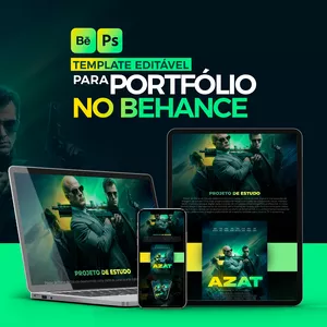 Imagem de capa para o Curso online Template editável para Behance