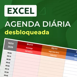 Imagem de capa para o Curso online Agenda Diária 2026 em Excel (versão desbloqueada)