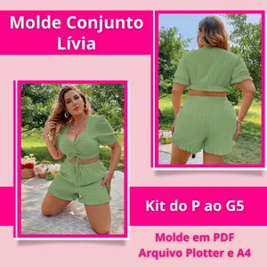 Imagem de capa para o Ebook Molde Conjunto Feminino Lívia do P ao Plus Size