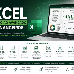 Imagem do curso CURSO DE EXCEL DO BÁSICO AO AVANÇADO PARA FINANCEIROS