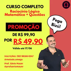 Imagem de Curso Completo de Raciocínio Lógico Matemático para Concursos Públicos do Professor Sávio Mayer criado por Prof Sávio Mayer na hotmart