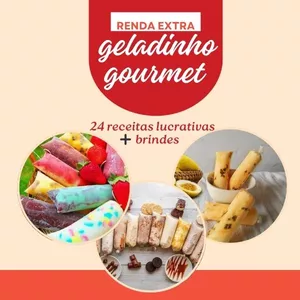 Imagem de capa para o Ebook 24 receitas de geladinho gourmet para renda extra