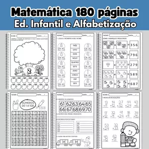 Imagem de capa para o Ebook Atividades de Matemática Ed. Infantil e Alfabetização com 180 páginas