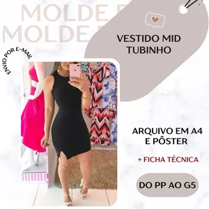 Imagem de capa para o Ebook Vestido Mid Tubinho - Molde em PDF