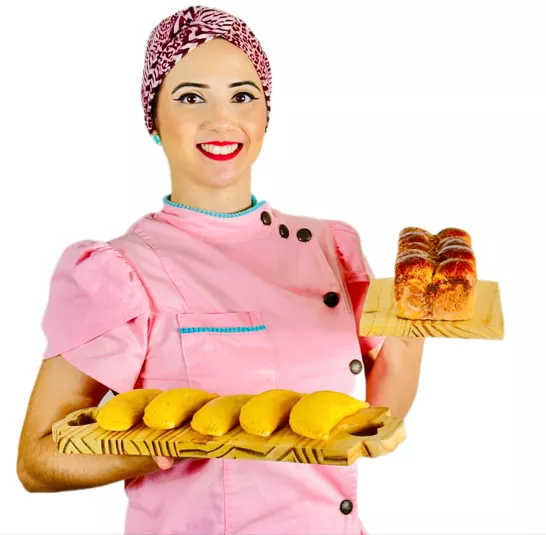 Autora preparando alimentos sem glúten e sem leite