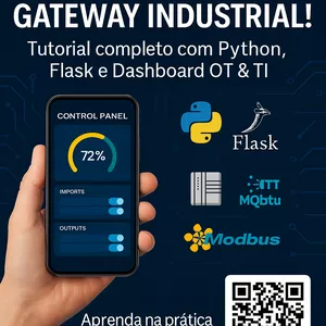 Imagem de capa para o Curso online Tutorial vídeo imersão em Micro serviço com flask python Dashboard automação industrial 