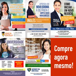 Curso 5 Flyers PSD editáveis - Escolas e Cursos