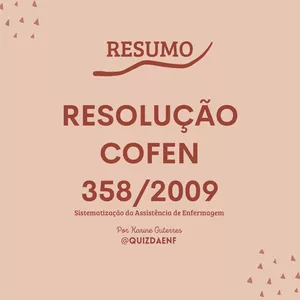 Imagem de capa para o Ebook Resumo Resolução COFEN 358/2009