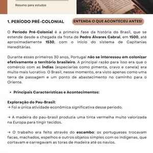 Imagem de capa para o Ebook Resumo para estudo - Brasil Colonial
