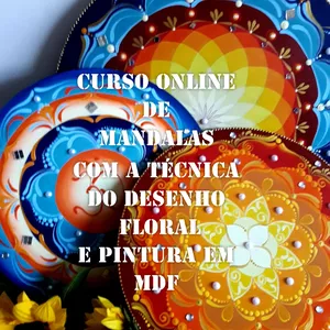 Imagem principal do produto Curso Online de Mandalas com a técnica do desenho floral e pintura em MDF 