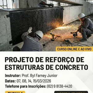 Imagem de capa para o Curso online TURMA 1 - PROJETO DE REFORÇO DE ESTRUTURAS DE CONCRETO