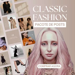 Imagem de capa para o Curso online Classic Fashion Pacote de Posts Canva