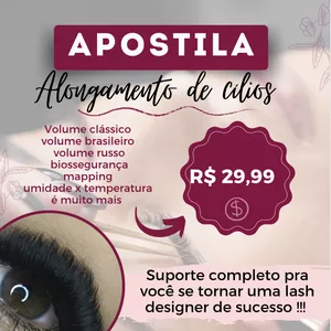 Imagem de capa para o Ebook Apostila Curso de alongamento de cílios com certificado 