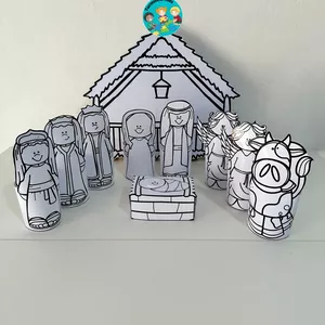 Imagem de capa para o Ebook Presépio 3D para colorir