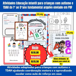 Imagem de capa para o Ebook Exercícios do alfabeto para crianças com autismo e TDAH 