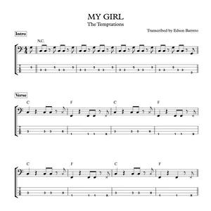 Cover image for Online course MY GIRL (The Temptations) Bass Transcription, Score &amp; Tab Lesson