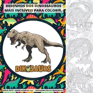Imagem de capa para o Ebook DESENHOS DOS DINOSSAUROS MAIS INCRÍVEIS PARA COLORIR