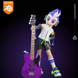 Imagen de portada para Curso online Personaje en Blender - Guitar Boy