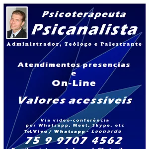 Imagem de capa para o Serviço online Terapia psicanalítica como investimento por valor acessível..!