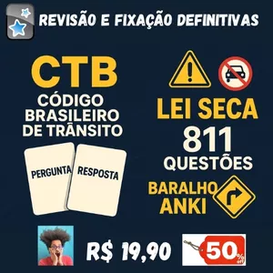 Imagem de capa para o Curso online Código de Trânsito - Cartões de Memória Anki - Lei Seca