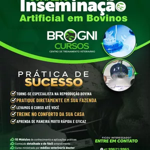 Imagem de INSEMINAÇÃO ARTIFICIAL EM BOVINOS - PRÁTICA DE SUCESSO criado por BROGNICURSOS - CENTRO DE TREINAMENTO VETERINÁRIO na hotmart